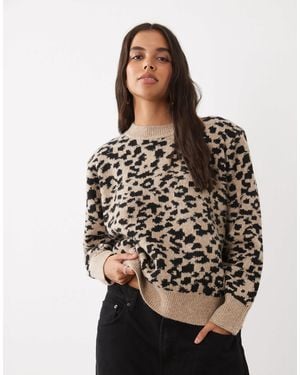 ASOS Drop Shoulder Pad Longline Sweater - Brown