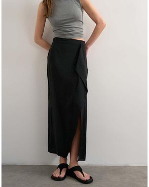 TOPSHOP Sarong Wrap Midi Skirt - Black
