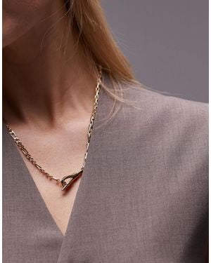 TOPSHOP Nilo - collier chaîne multitextures à barre en t - Marron