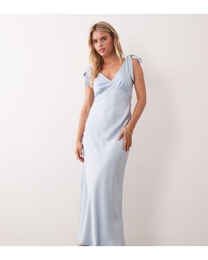 New Look Tie Shoulder Satin Midi Dress - White