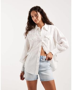 Wrangler – durchgeknöpftes westernhemd - Weiß