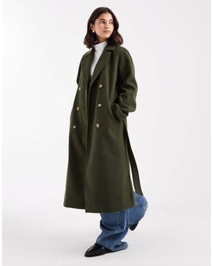 Pieces Double Breasted Wool Coat - White