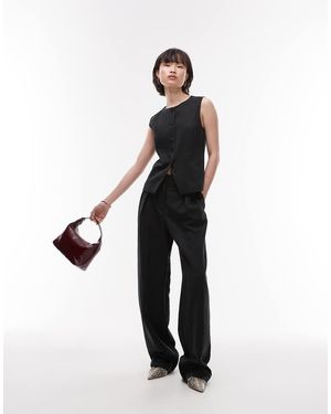 Mango Pantaloni Dritti Neri Con Pinces - Nero