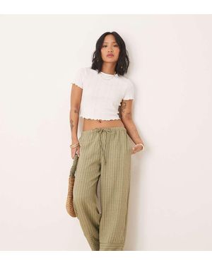 JDY Petite Pantaloni A Fondo Ampio Verdi A Righe - Neutro