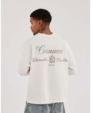 CERNUCCI Long Sleeve Diamonds Boxy T-Shirt - Natural