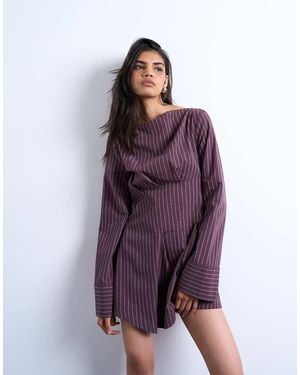 TOPSHOP Cut About Long Sleeve Mini Dress - Purple