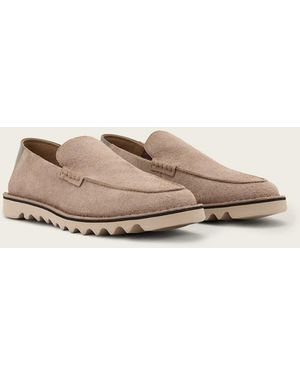 AllSaints Slix Suede Leather Loafer Shoes - Natural