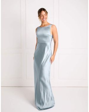 Six Stories Bridesmaid Satin Cowl V Back Maxi Dress - White