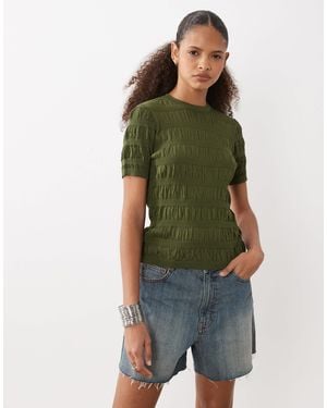 ASOS Shirred Fine Knit T-Shirt - Green