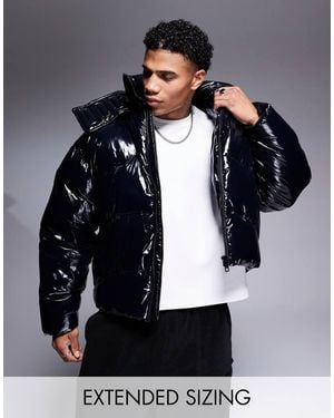 ASOS High Shine Puffer Jacket - Blue