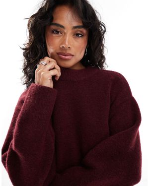 Stradivarius Pull doux à col rond - bordeaux - Rouge