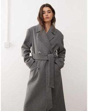 Miss Selfridge Belted Wrap Formal Coat - Grey