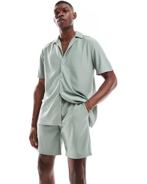 Only & Sons Plisse Shorts Co-ord - Green