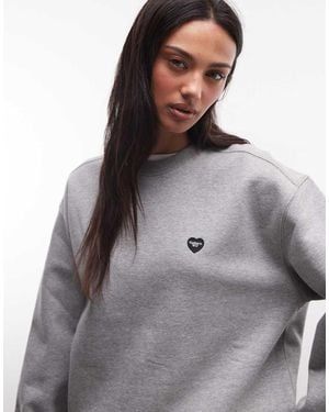 Carhartt Sudadera Gris Jaspeado Con Parche De Corazón Pequeño