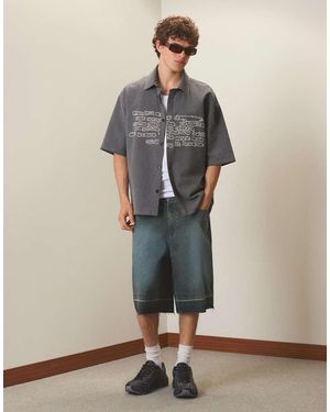 Bershka Oversize Check Shirt - Black
