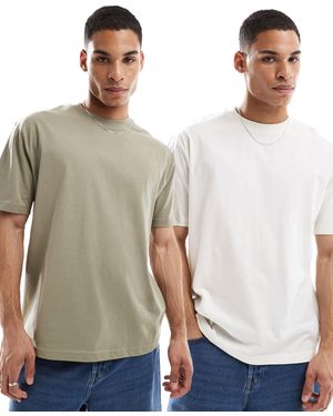 ASOS Essential 2 Pack Relaxed T-shirt - Natural