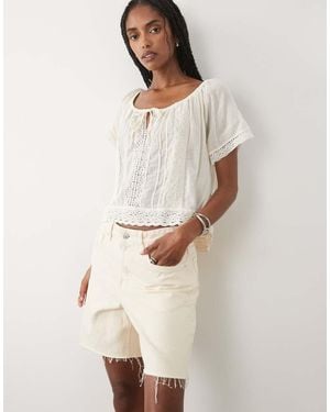 Mango Denim Short Van 100% Katoen - Naturel