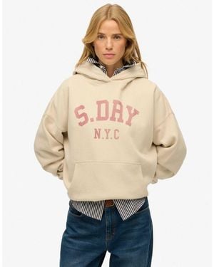 Superdry – athletic essentials – relaxed-fit-kapuzenpullover - Natur