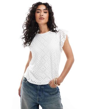 Vero Moda Sleeveless Jersey Broderie Top - White