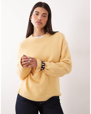 Gina Tricot Strickpullover mit rundhalsausschnitt aus wolle und alpaka - Natur