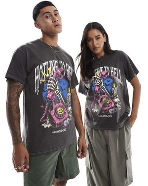 PRNT Halloween Hotline Relaxed T-Shirt - Grey