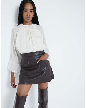 River Island Faux Leather Patch Pocket Mini Skirt - White