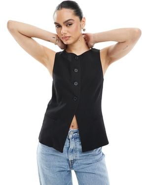 Stradivarius Round Neck Waistcoat - Black