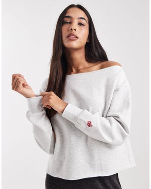 Cotton On Pull molletonné à épaules dénudées - clair chiné - Blanc