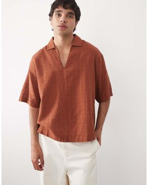 ASOS Boxy Oversized Overhead Shirt With Linen - Red
