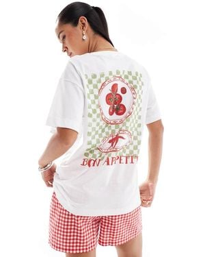 New Look Bon Appetit Logo Oversized T-Shirt - White