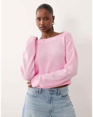 ASOS Jersey Pastel Con Cuello Barco De Punto De - Rosa