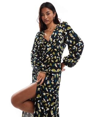 Vila V Neck Maxi Dress With Balloon Sleeves - Black