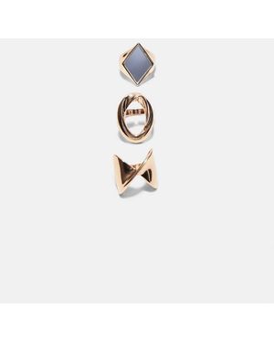 Stradivarius Set Of 3 Rhombus Rings - White