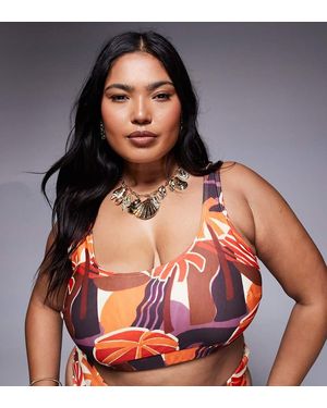 ASOS Asos Design Curve Ava Cropped Bikini Top - Red