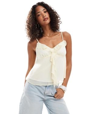 Miss Selfridge Chiffon Ruffle Cami Top - White