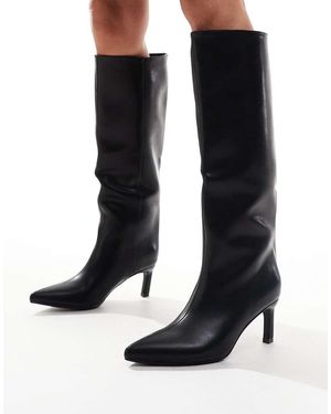 SEQWL Knee High Kitten Heel Boot - Black