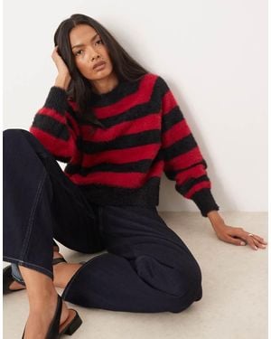 Glamorous Maglione Oversize Ampio Rosso E Nero A Righe