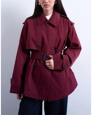 TOPSHOP Short 90S Trench Coat - Red