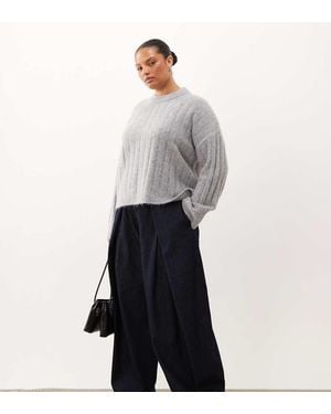 ASOS Asos Design Curve Relaxed Rib Crew Neck Knitted Jumper - Grey