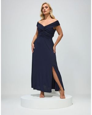 Yours Clothing Gathered Front Maxi Dress - Blue