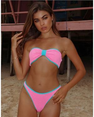 Moda Minx Scrunch Contrast Binding Bandeau Top - Pink