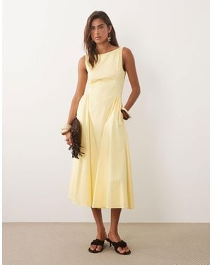 Mango Cotton Rich Boat Neck Maxi Dress - Natural