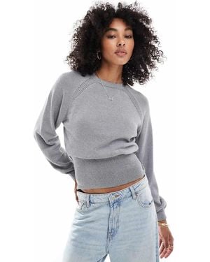 ASOS Balloon Sleeve Knit Jumper With Cinched Waist - Grey