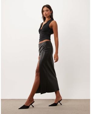 ASOS Pu Wrap Over Pencil Skirt - Natural