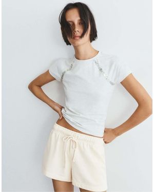 Pull&Bear Sports Shorts With Elastic Waist - White