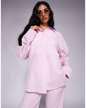 Kaiia Exclusive Oversized Button Through Poplin Shirt Co-ord - Pink