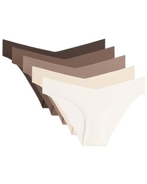 Oysho 5 Classic Invisible Polyamide Blend Briefs, Laser Cut V-cut - White