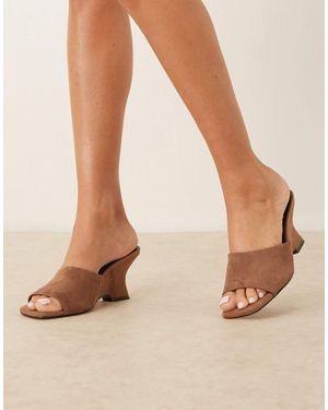 ASOS Trifle Suedette Mule Wedges - Natural