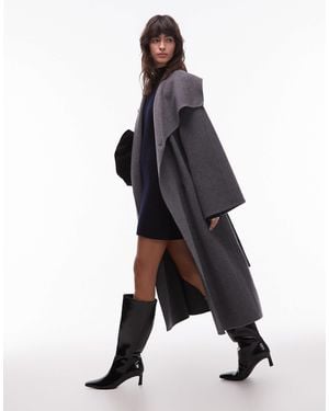 & Other Stories Wool Belted Maxi Coat With Funnel Neck - Black