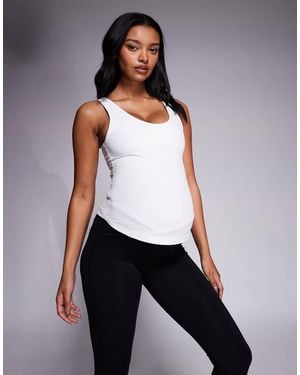 4505 Maternity Ribbed Tank Top With Inner Bra - Purple